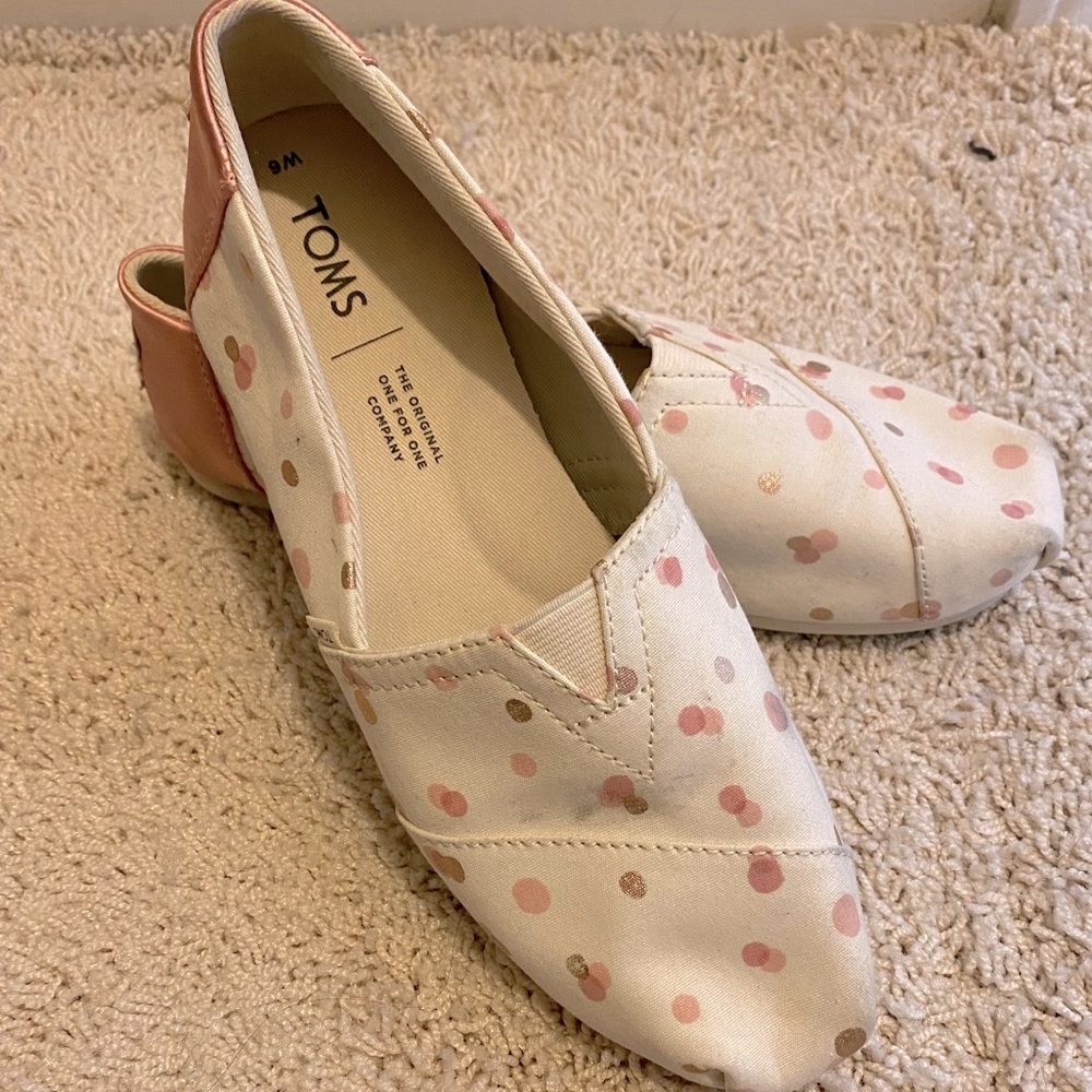 Toms Alpargata Cream With Pink Polka Dots